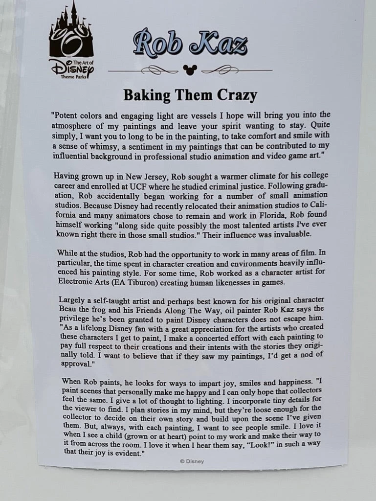 Disney “Baking Them Crazy” Mickey/Minnie 14x18” Matted Print SIGNED Rob Kaz 7 Disney “Baking Them Crazy” Mickey/Minnie 14x18” Matted Print SIGNED Rob Kaz - Image 5