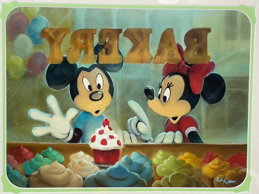 Disney “Baking Them Crazy” Mickey/Minnie 14x18” Matted Print SIGNED Rob Kaz 4 Disney “Baking Them Crazy” Mickey/Minnie 14x18” Matted Print SIGNED Rob Kaz - Image 2