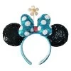 Disney Minnie Mouse Sequin Blue And White Polka Dot Bow With Daisy Ear Headband 2 Disney Minnie Mouse Sequin Blue And White Polka Dot Bow With Daisy Ear Headband -Disney 7505057374076