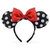 Disney Sequin Black And White Polka Dot Minnie Mouse Ear Headband With Red Bow 1 Disney Sequin Black And White Polka Dot Minnie Mouse Ear Headband With Red Bow -Disney 7514057370108