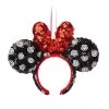 Disney Black With White Polka Dots And Red Bow Sequin Ear Headband Ornament