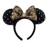 Disney Black Velvet Bronze Gold Sequin Polka Dot Minnie Ear Headband -Disney 89045aml1