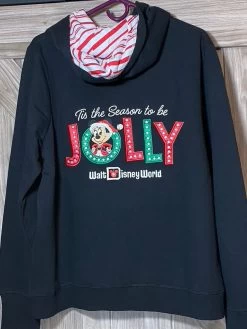 Walt Disney World Tis The Season To Be Jolly Minnie Embroidered Zip Up Hoodie
