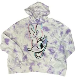Walt Disney World Daisy Duck Tie Dye Pullover Hoodie For Adults– Lavender Purple
