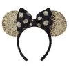 Disney Minnie Mouse Gold Sequined Ear Headband -Disney Balck and Gold Minnie Mouse Sequined Ear Headband with Bow
