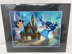 Disney “A Royal Pain” Lilo, Stitch, Castle 14x18” Matted Print SIGNED Rob Kaz