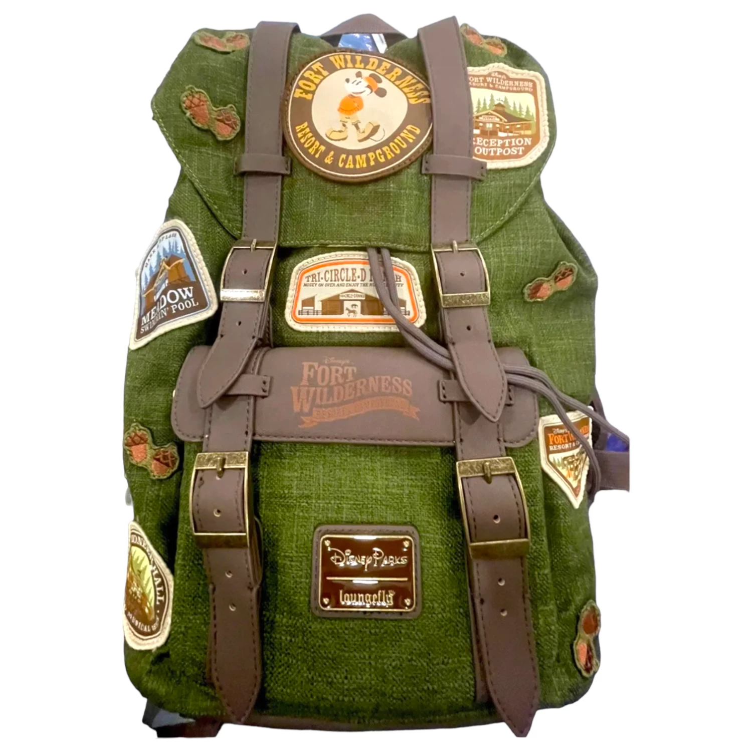 Disney Fort Wilderness Campground Mickey Patches Canvas Loungefly Backpack 3 Disney Fort Wilderness Campground Mickey Patches Canvas Loungefly Backpack
