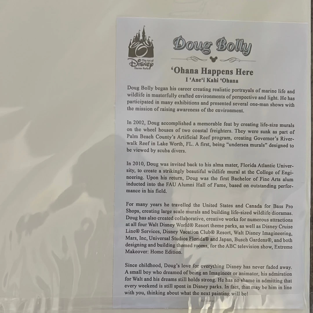 Disney “Ohana Happens Here” Matted Print By Doug Bolly 4 Disney “Ohana Happens Here” Matted Print By Doug Bolly - Image 2