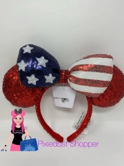Disney Minnie Mouse Americana Sequined Ear Headband With Bow -Disney image 04c667d6 1613 4e48 8210 abaafcfd8579
