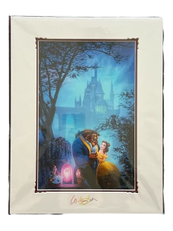 Disney Beauty And The Beast “Timeless Beauty” SIGNED By William Silvers Matted Print