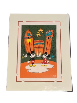 Disney "Adventureland" Minnie & Mickey Dole Whip By Will Gay 14x18" Matted Print