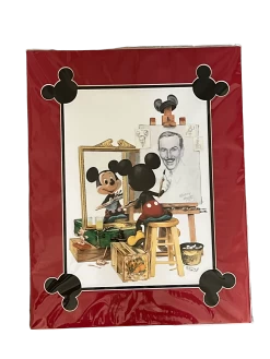 Disney “Mickey Mouse Self Portrait” Matted Print By Charles Boyer