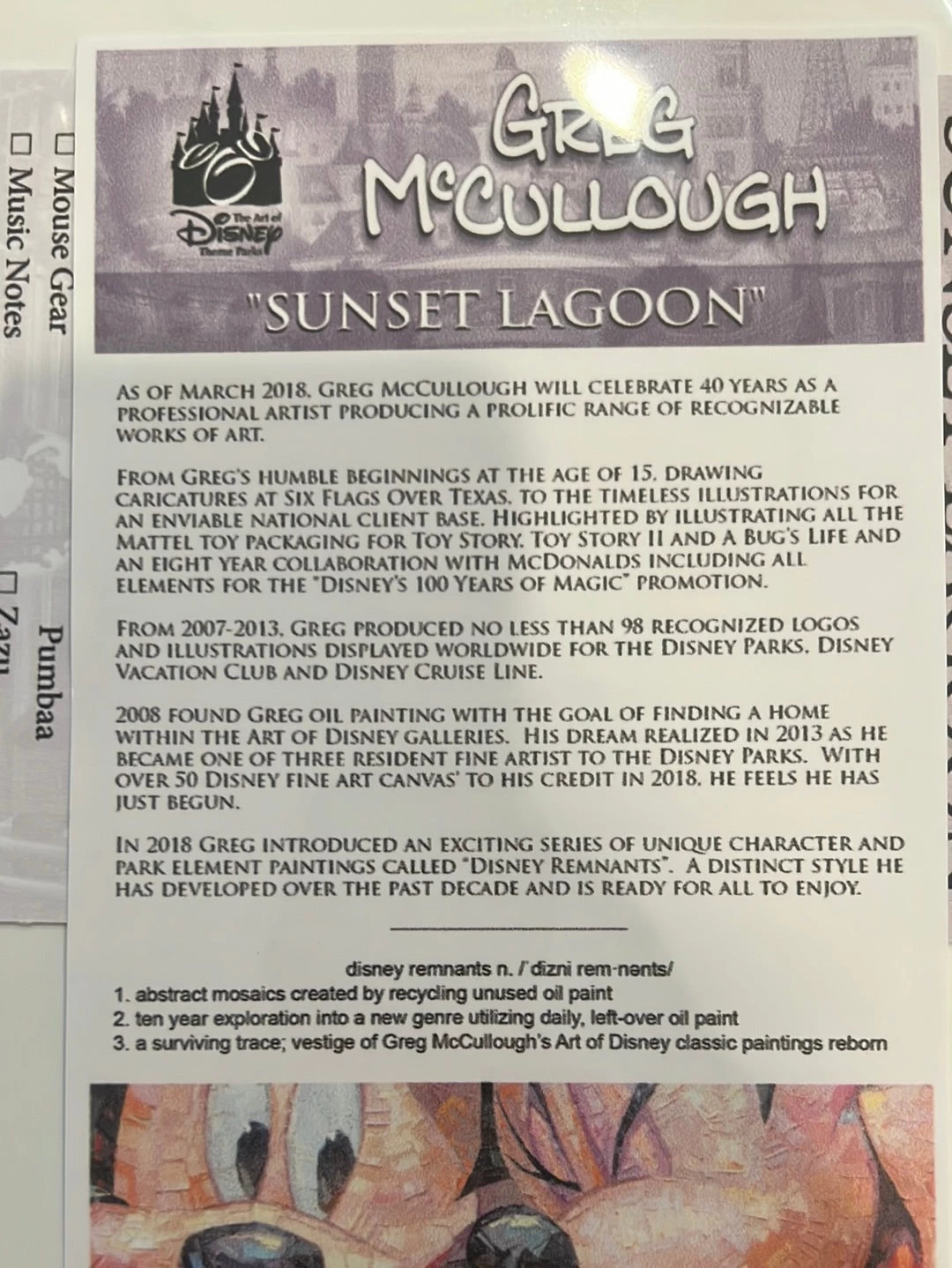 Disney “Sunset Lagoon” Matted Print By Greg McCullough 4 Disney “Sunset Lagoon” Matted Print By Greg McCullough - Image 2