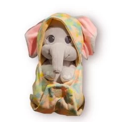 Disney Babies Elephant Plush In Hooded Blanket Pouch