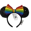 Disney Black Sequin Sequin Ears With A Rainbow Bow Minnie Headband