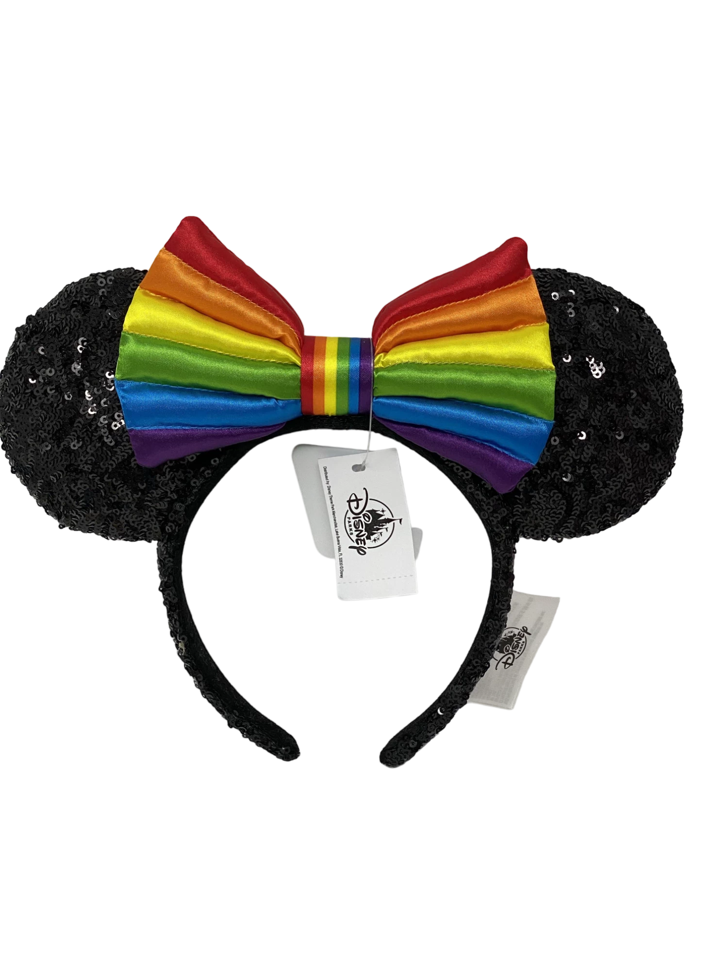 Disney Black Sequin Sequin Ears With A Rainbow Bow Minnie Headband 3 Disney Black Sequin Sequin Ears With A Rainbow Bow Minnie Headband