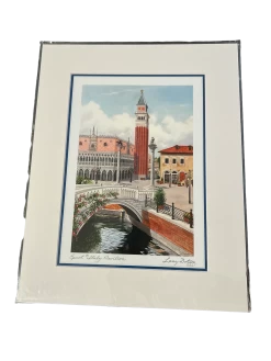 Disney Print “Epcot Italy Pavilion” By Larry Dotson 11x14" Matted Print