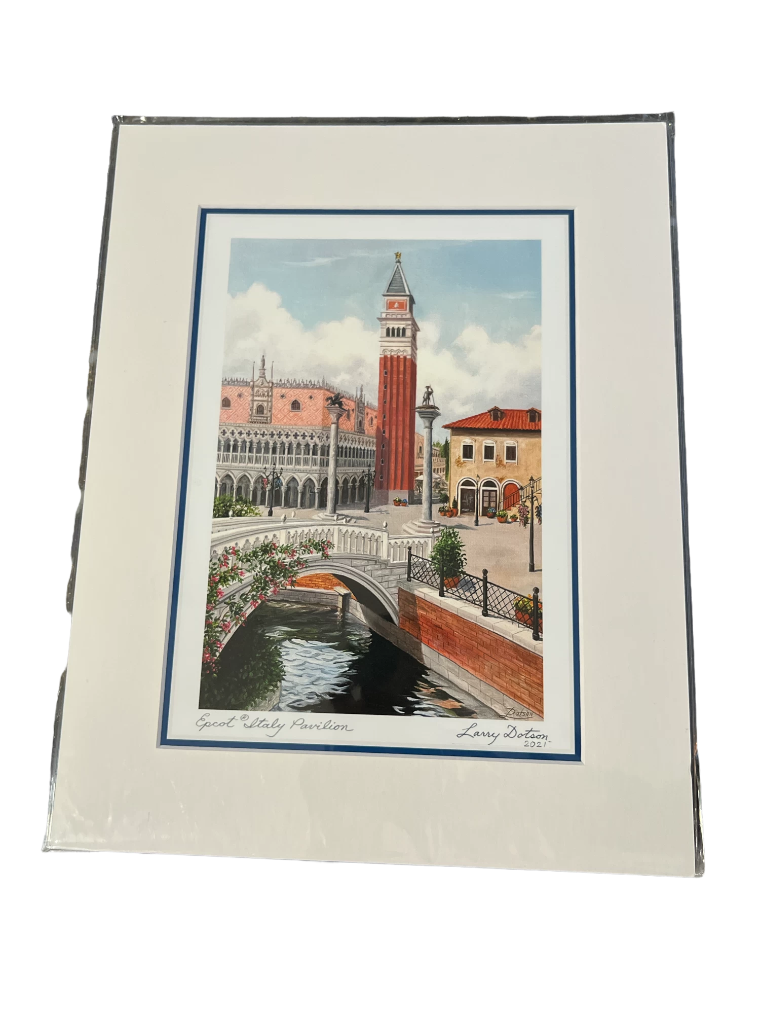 Disney Print “Epcot Italy Pavilion” By Larry Dotson 11x14" Matted Print 3 Disney Print “Epcot Italy Pavilion” By Larry Dotson 11x14" Matted Print