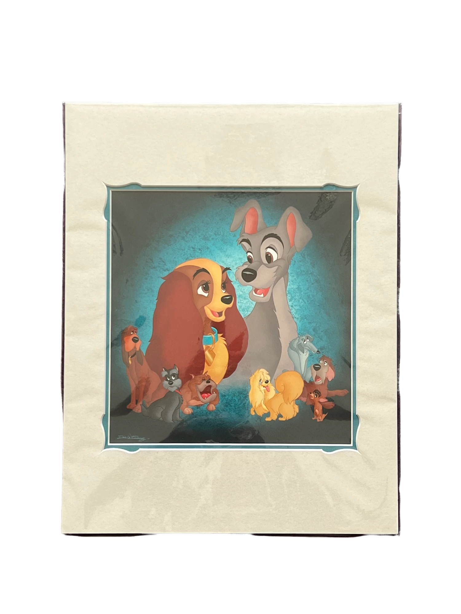 Disney "Lady And The Tramp 1955" By Don "Ducky" Williams 14x18" Matted Print 2 Disney "Lady And The Tramp 1955" By Don "Ducky" Williams 14x18" Matted Print