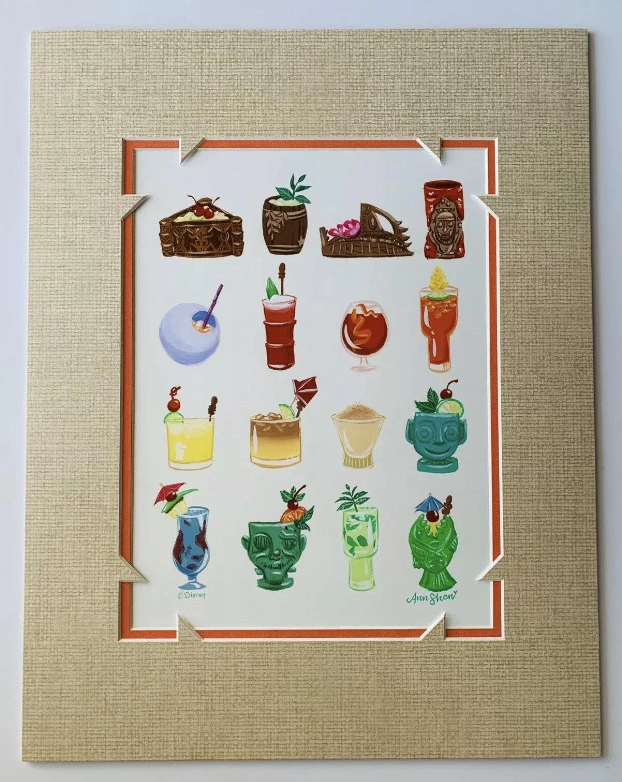 Disney ParksTrader Sam’s A Taste Of Tiki By Ann Shen 14”x 18” Matted Print 3 Disney ParksTrader Sam’s A Taste Of Tiki By Ann Shen 14”x 18” Matted Print