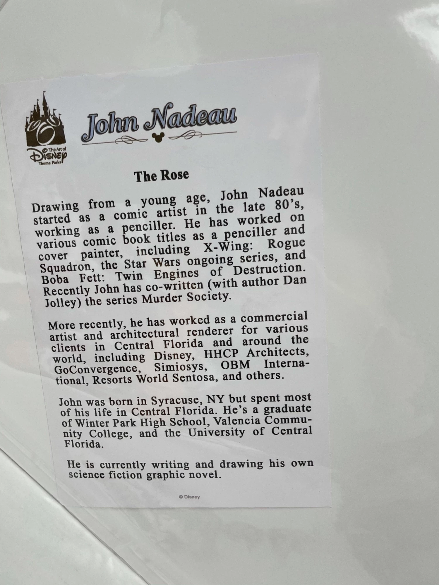 Disney Festival Of Arts “The Rose” By John Nadeau 14x18” Matted Print 4 Disney Festival Of Arts “The Rose” By John Nadeau 14x18” Matted Print - Image 2