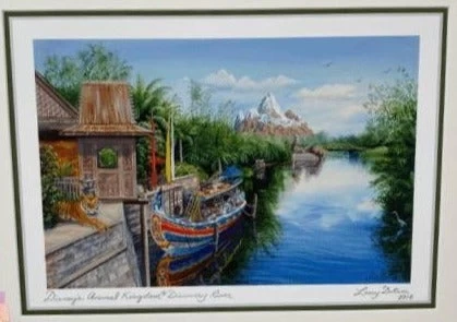 Disney Animal Kingdom Discovery River By Artist Larry Dotson 11X14" Matted Print 4 Disney Animal Kingdom Discovery River By Artist Larry Dotson 11X14" Matted Print - Image 2
